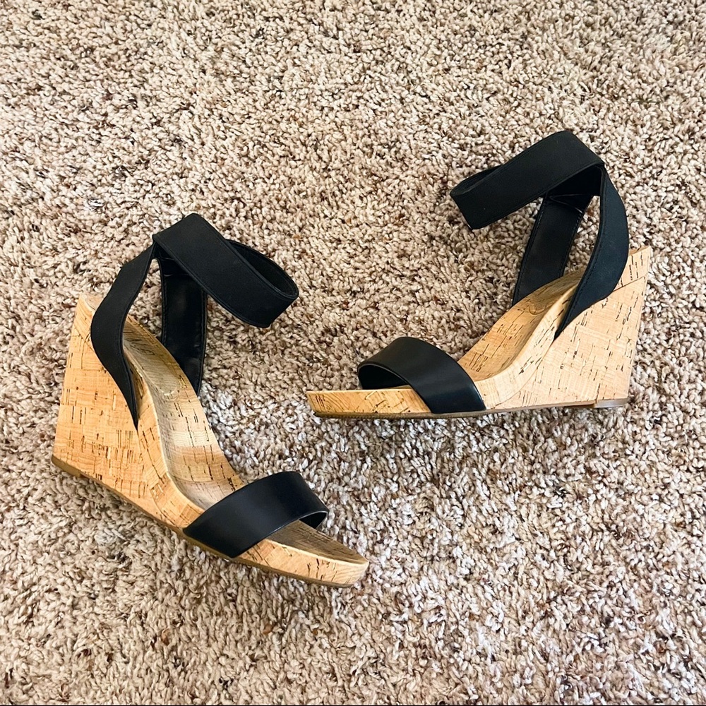 Black Wedge Sandals